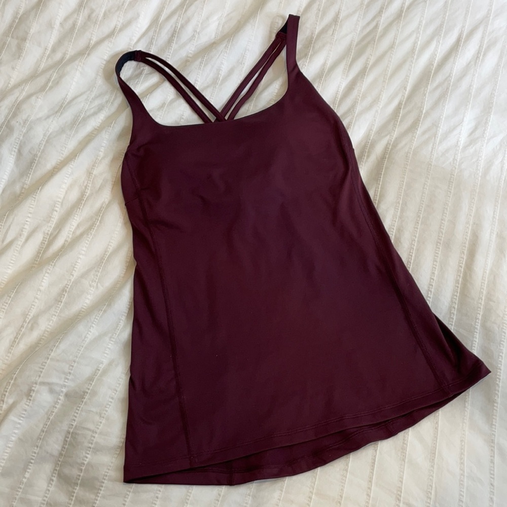 Lucy cross back built in bra tank top